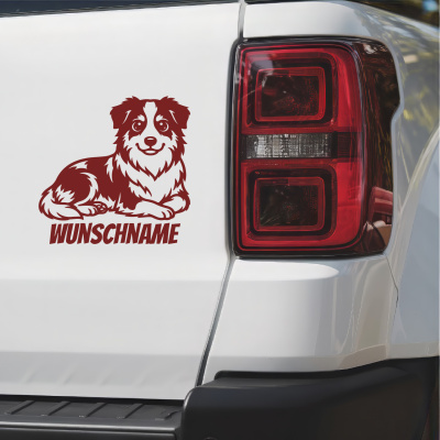 Australian Shepherd mit Name Aufkleber - Ansicht 2