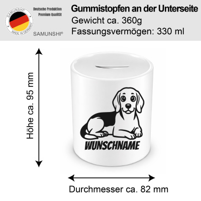 Spardose mit dem Motiv Beagle mit Name - Ansicht 2