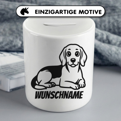 Spardose mit dem Motiv Beagle mit Name - Ansicht 3