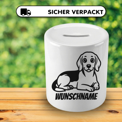 Spardose mit dem Motiv Beagle mit Name - Ansicht 4