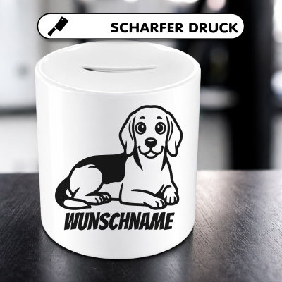 Spardose mit dem Motiv Beagle mit Name - Ansicht 5