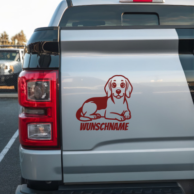 Beagle mit Name Aufkleber - Ansicht 2