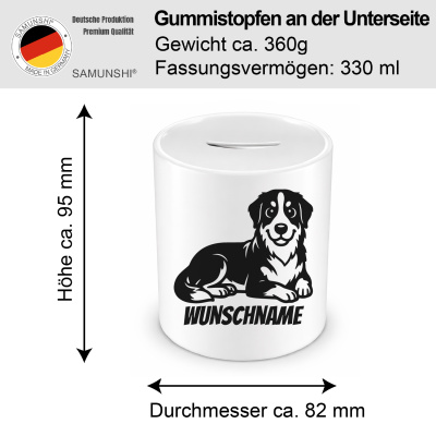 Spardose mit dem Motiv Berner Sennenhund mit Name - Ansicht 2