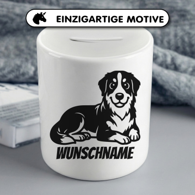Spardose mit dem Motiv Berner Sennenhund mit Name - Ansicht 3
