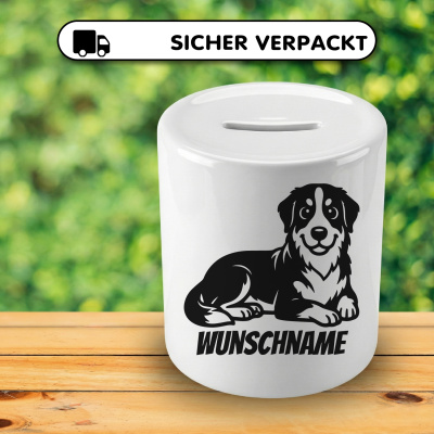 Spardose mit dem Motiv Berner Sennenhund mit Name - Ansicht 4