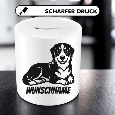 Spardose mit dem Motiv Berner Sennenhund mit Name - Ansicht 5