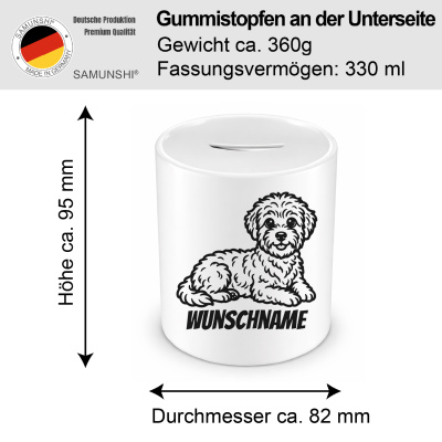 Spardose mit dem Motiv Bolonka Zwetna mit Name - Ansicht 2