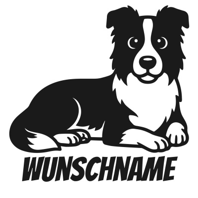 Border Collie mit Name Aufkleber