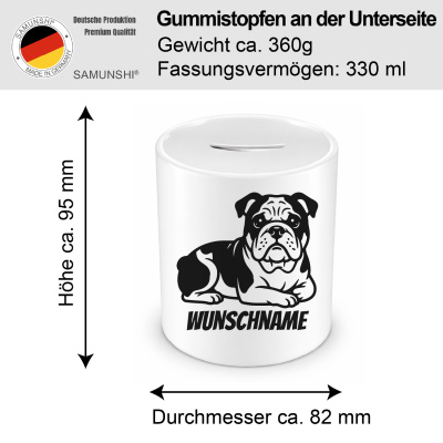 Spardose mit dem Motiv Bulldogge mit Name - Ansicht 2