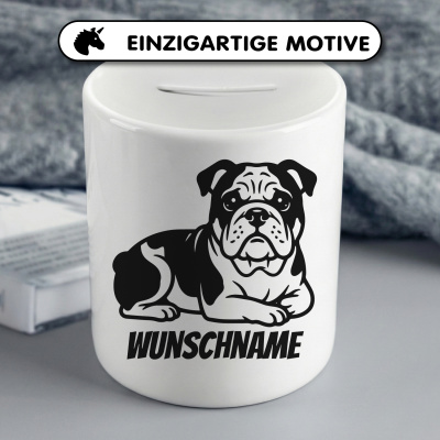 Spardose mit dem Motiv Bulldogge mit Name - Ansicht 3