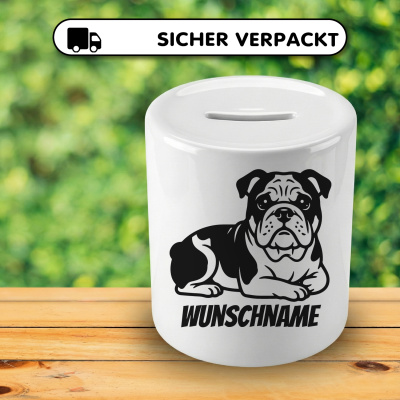 Spardose mit dem Motiv Bulldogge mit Name - Ansicht 4
