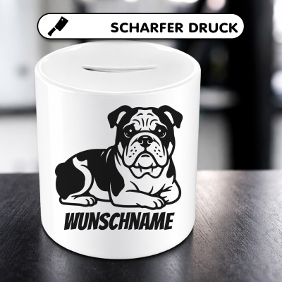 Spardose mit dem Motiv Bulldogge mit Name - Ansicht 5