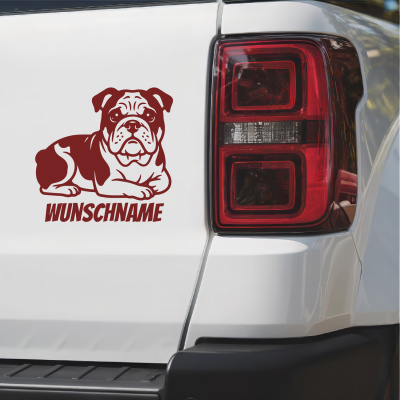 Bulldogge mit Name Aufkleber - Ansicht 2