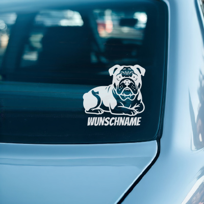 Bulldogge mit Name Aufkleber - Ansicht 3