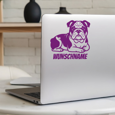 Bulldogge mit Name Aufkleber - Ansicht 5
