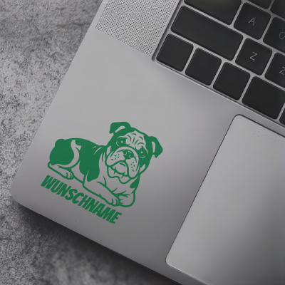 Bulldogge mit Name Aufkleber - Ansicht 7