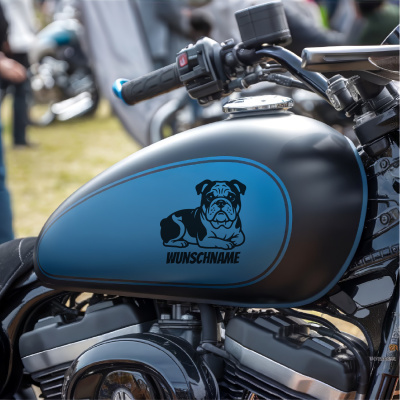 Bulldogge mit Name Aufkleber - Ansicht 8