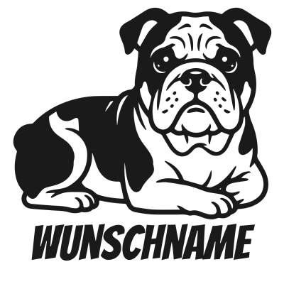 Bulldogge mit Name Aufkleber