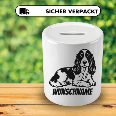 Spardose mit dem Motiv Cocker Spaniel mit Name - Ansicht 4