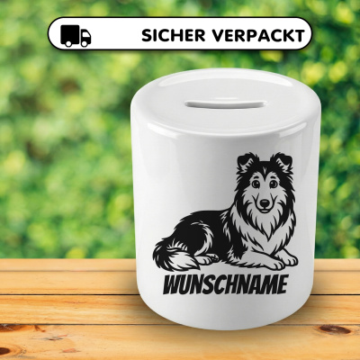 Spardose mit dem Motiv Collie mit Name - Ansicht 4