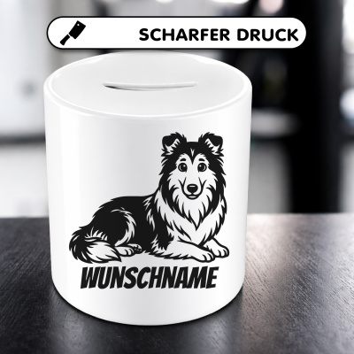 Spardose mit dem Motiv Collie mit Name - Ansicht 5