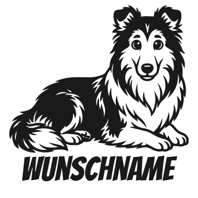 Wandtattoo  Collie mit Name 
