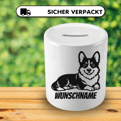 Spardose mit dem Motiv Corgi mit Name - Ansicht 4