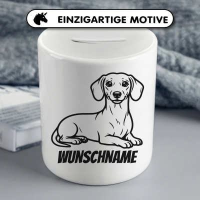 Spardose mit dem Motiv Dackel mit Name - Ansicht 3