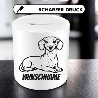 Spardose mit dem Motiv Dackel mit Name - Ansicht 5