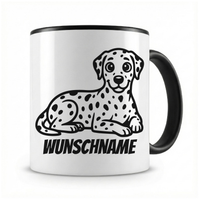Tasse mit  Dalmatiner mit Name  als Motiv
