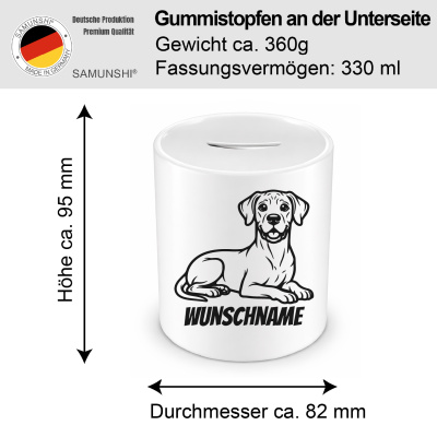 Spardose mit dem Motiv Deutsche Dogge mit Name - Ansicht 2