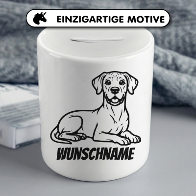 Spardose mit dem Motiv Deutsche Dogge mit Name - Ansicht 3