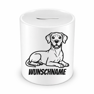 Spardose mit dem Motiv Deutsche Dogge mit Name