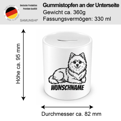 Spardose mit dem Motiv Deutscher Spitz mit Name - Ansicht 2