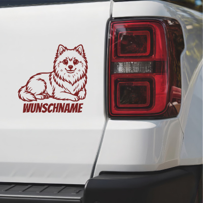 Deutscher Spitz mit Name Aufkleber - Ansicht 2