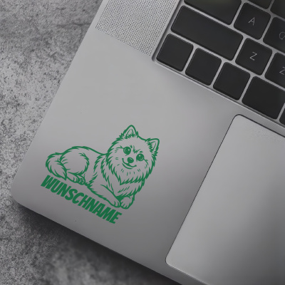 Deutscher Spitz mit Name Aufkleber - Ansicht 7