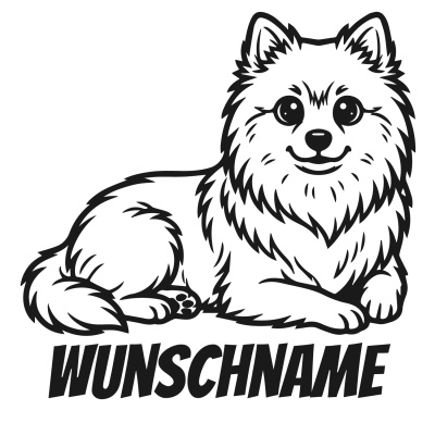 Deutscher Spitz mit Name Aufkleber