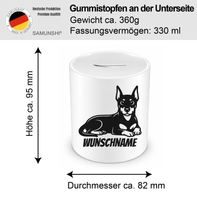 Spardose mit dem Motiv Dobermann mit Name - Ansicht 2