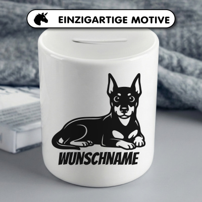 Spardose mit dem Motiv Dobermann mit Name - Ansicht 3