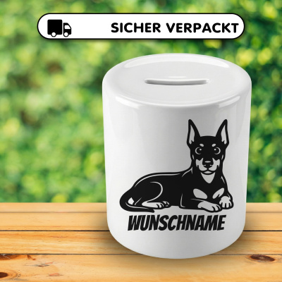 Spardose mit dem Motiv Dobermann mit Name - Ansicht 4
