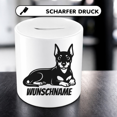 Spardose mit dem Motiv Dobermann mit Name - Ansicht 5