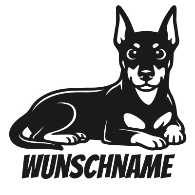 Dobermann mit Name Aufkleber