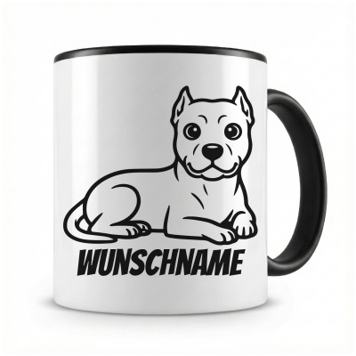 Tasse mit  Dogo Argentino mit Name  als Motiv