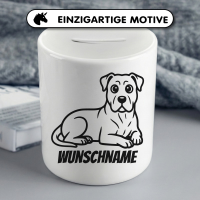 Spardose mit dem Motiv Dogo Canario mit Name - Ansicht 3