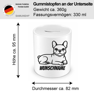 Spardose mit dem Motiv Franz�sische Bulldogge mit Name - Ansicht 2
