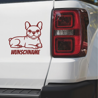 Franz�sische Bulldogge mit Name Aufkleber - Ansicht 2