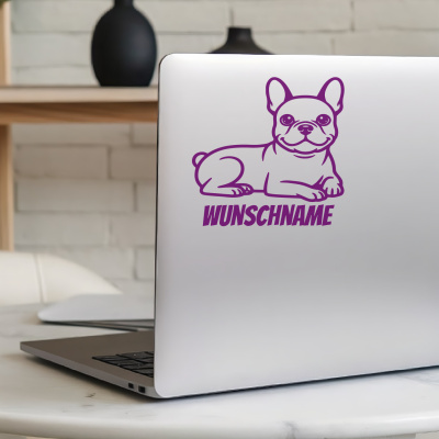 Franz�sische Bulldogge mit Name Aufkleber - Ansicht 5