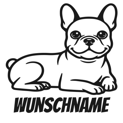 Franz�sische Bulldogge mit Name Aufkleber