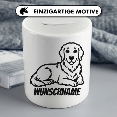 Spardose mit dem Motiv Golden Retriever mit Name - Ansicht 3