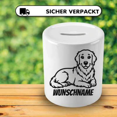 Spardose mit dem Motiv Golden Retriever mit Name - Ansicht 4